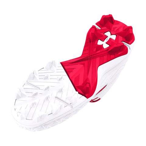 Spikes Beisbol Softbol Under Armour Leadoff Mid RM 3.0 Blanco Rojo INFANTIL
