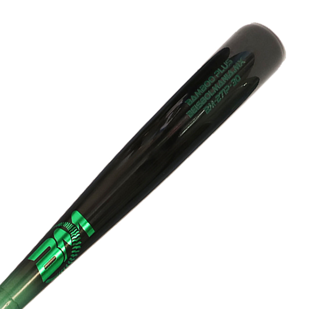 Bat Beisbol Reforzado Con Fibra de Vidrio Beisbolmania Elite Bamboo BM271 Verde Negro