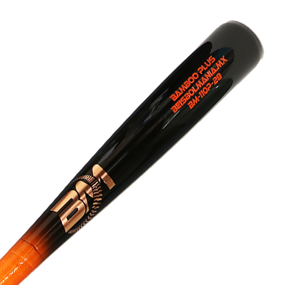Bat Beisbol Reforzado Con Fibra de Vidrio Beisbolmania Elite Bamboo BM110 Naranja Negro