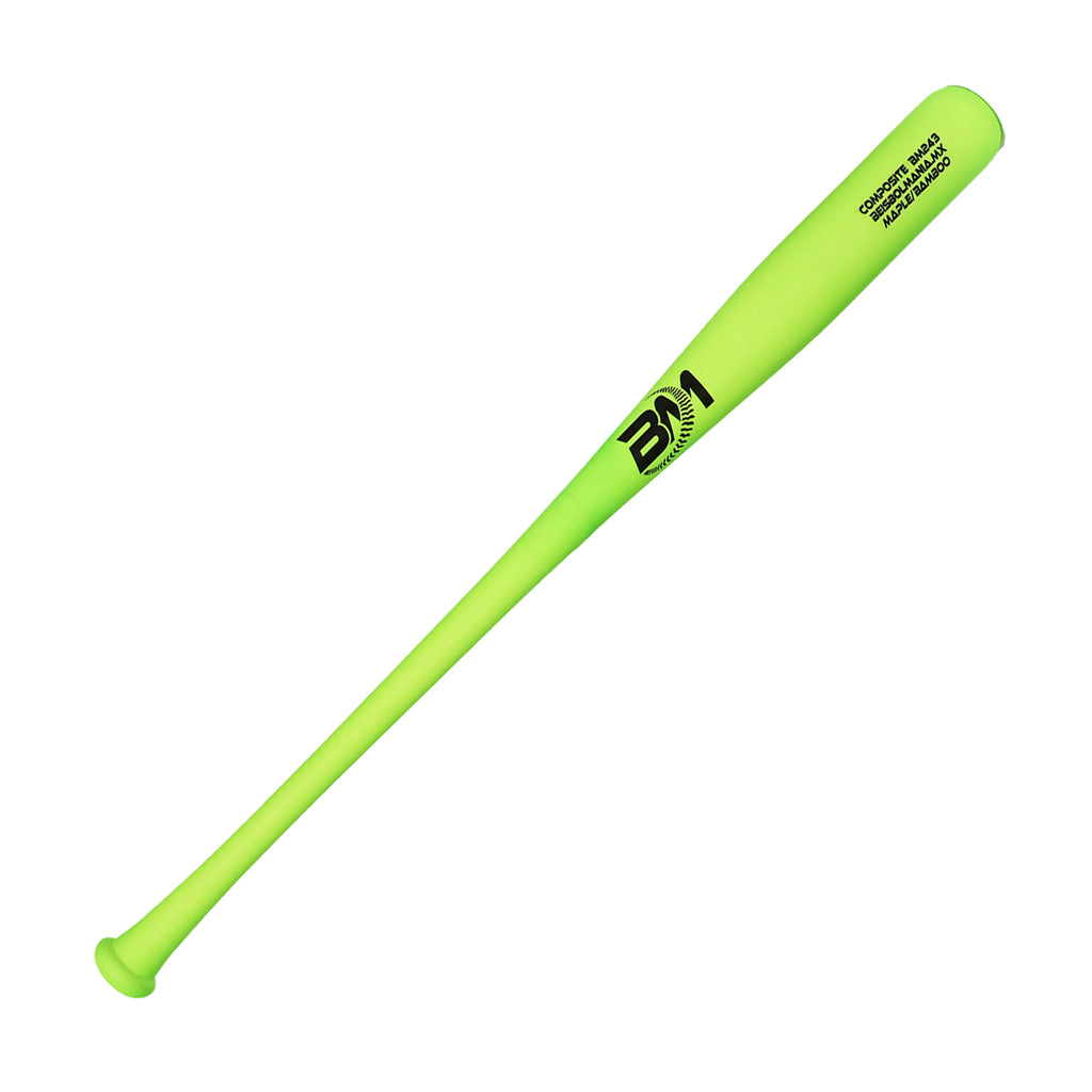 Bat Beisbol Reforzado Con Fibra de Vidrio Beisbolmania Compuesto Maple Bamboo BM243 Verde Neon