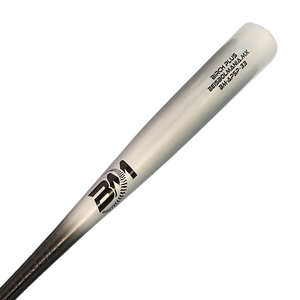 Bat Beisbol Reforzado Con Fibra de Vidrio Beisbolmania Birch Plus BMAP5 Negro Plata