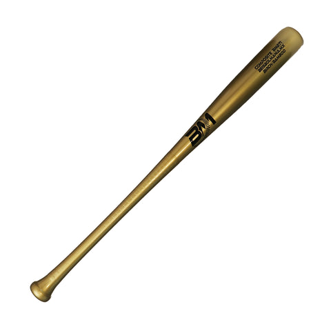 Bat Beisbol Reforzado Con Fibra de Vidrio Beisbolmania Compuesto Birch Bamboo BM271 Dorado Negro
