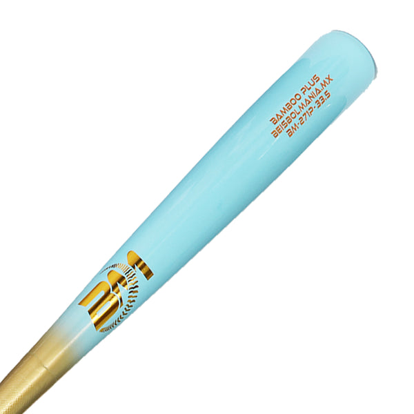 Bat Beisbol Reforzado Con Fibra de Vidrio Beisbolmania Elite Bamboo BM271 Dorado Celeste