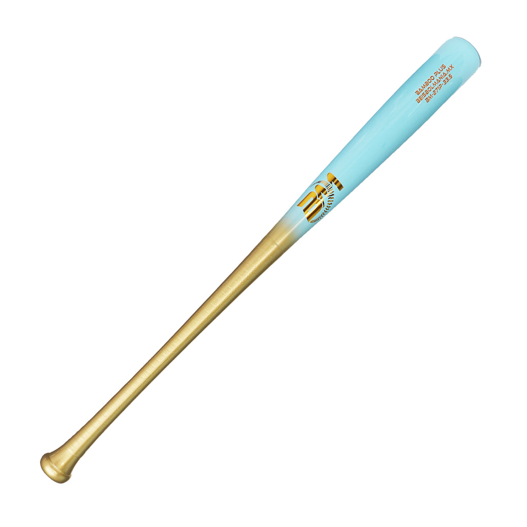 Bat Beisbol Reforzado Con Fibra de Vidrio Beisbolmania Elite Bamboo BM271 Dorado Celeste