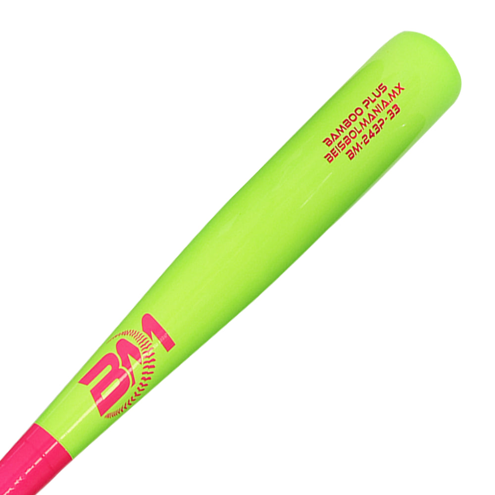Bat Beisbol Reforzado Con Fibra de Vidrio Beisbolmania Elite Bamboo BM243 Verde Rosa
