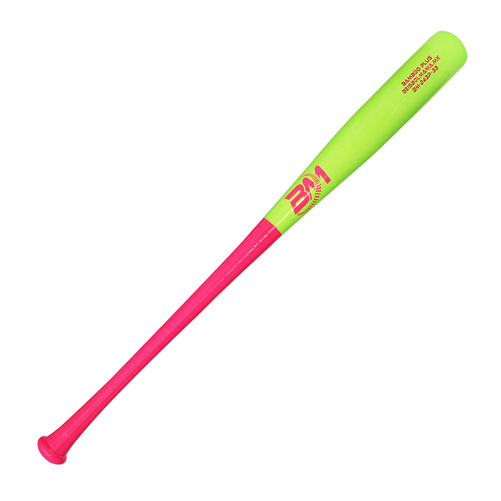 Bat Beisbol Reforzado Con Fibra de Vidrio Beisbolmania Elite Bamboo BM243 Verde Rosa