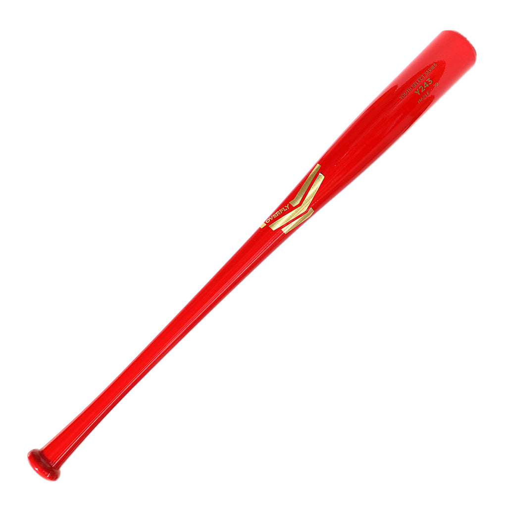 Bat Beisbol Madera Overfly Y243 Youth Series Rojo Dorado Maple
