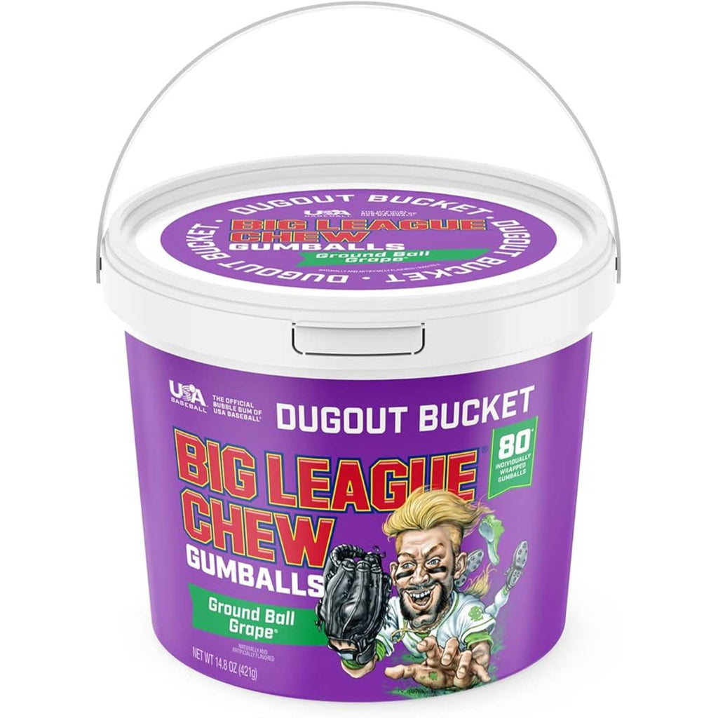 Cubeta Bolas de Chicle Sabor Uva Ground Ball Big League Chew 480 gr