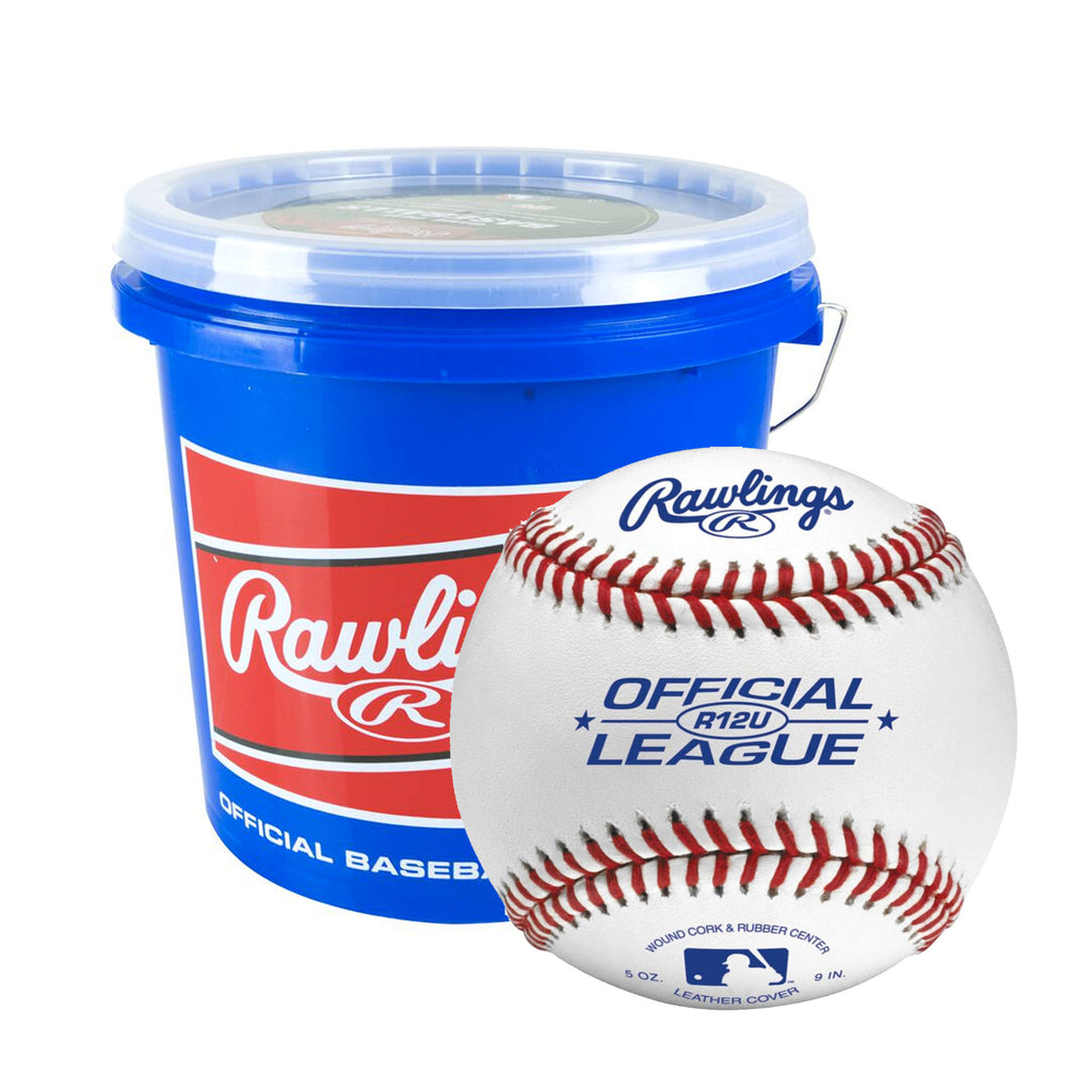 Cubeta Con 24 Pelotas Beisbol Rawlings R12U Oficial