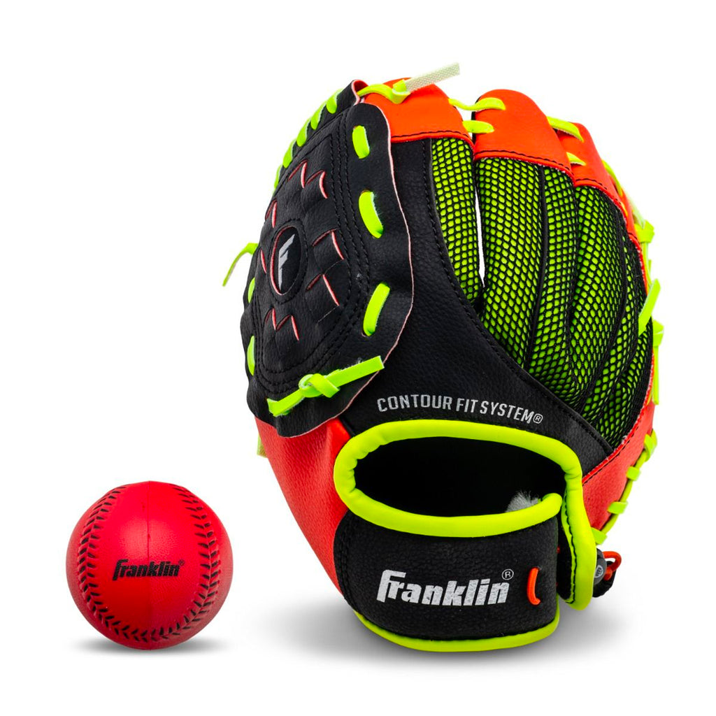 Guante Beisbol Franklin Neo Grip 22850L Negro Naranja 9 in 3 a 6 años ZURDO