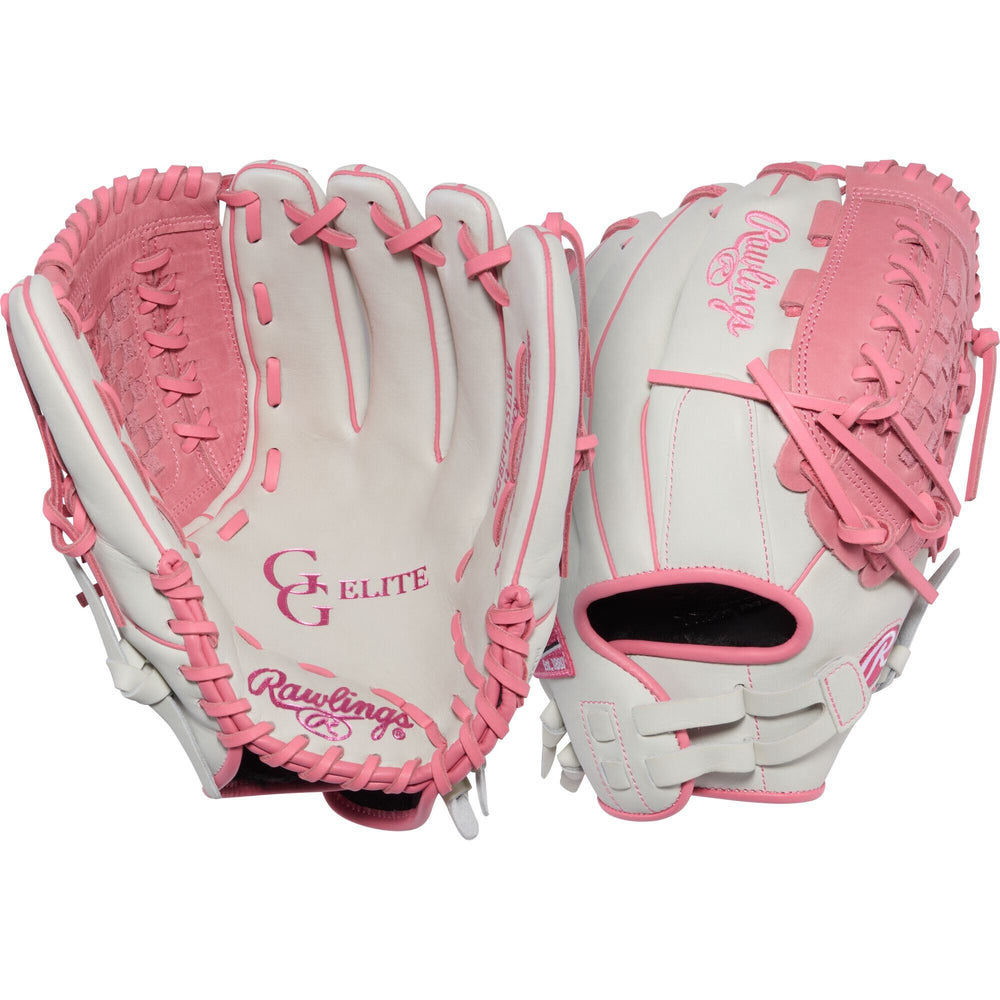 Guante Softbol Fastpitch Rawlings GG Elite GGEFP125LBW 12.5 in Blanco Rosa ADULTO
