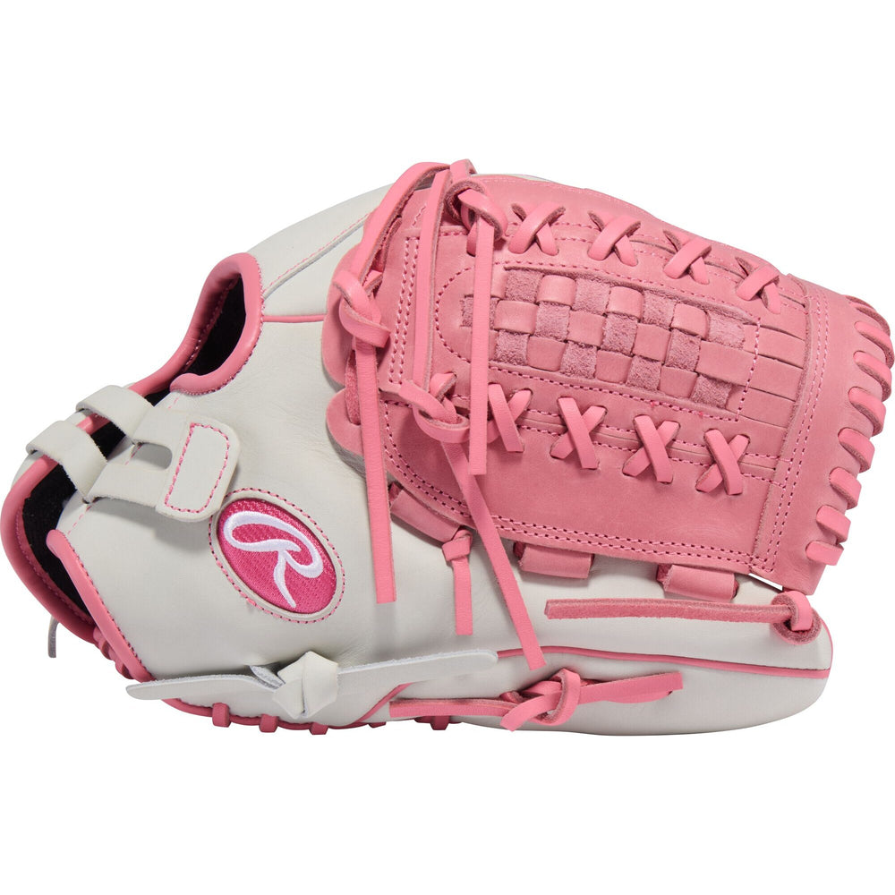 Guante Softbol Fastpitch Rawlings GG Elite GGEFP125LBW 12.5 in Blanco Rosa ADULTO