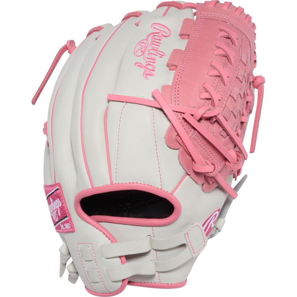 Guante Softbol Fastpitch Rawlings GG Elite GGEFP125LBW 12.5 in Blanco Rosa ADULTO