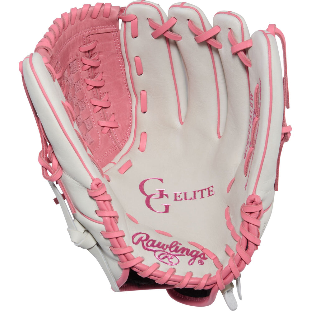Guante Softbol Fastpitch Rawlings GG Elite GGEFP125LBW 12.5 in Blanco Rosa ADULTO