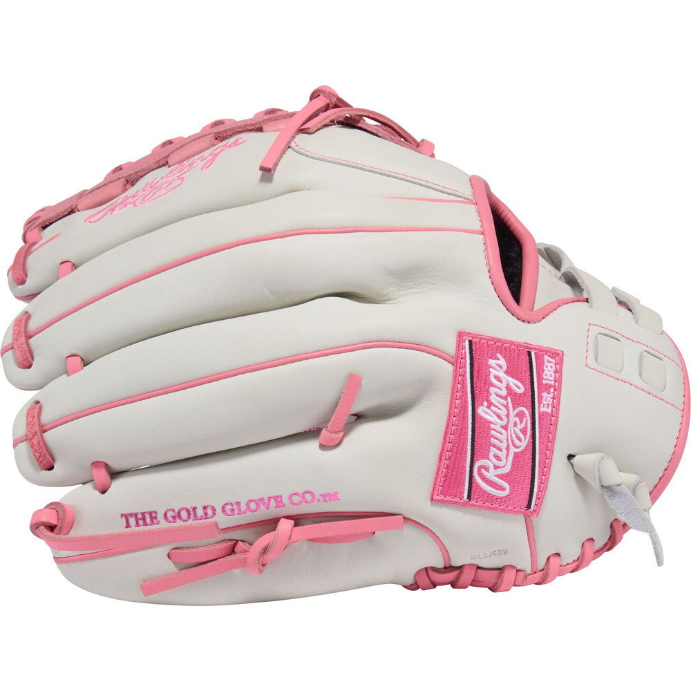 Guante Softbol Fastpitch Rawlings GG Elite GGEFP125LBW 12.5 in Blanco Rosa ADULTO