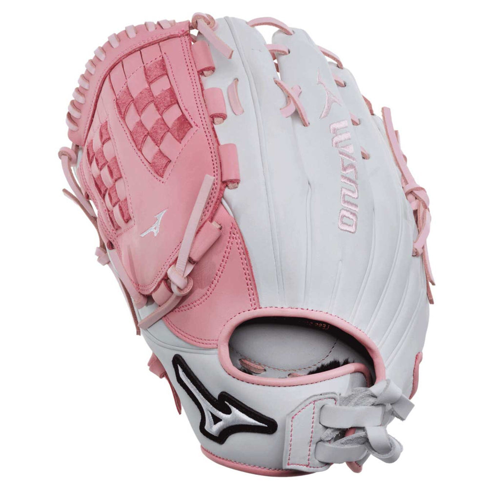Guante Softbol Mizuno MVP Prime GMVP1250PF5LP 12.5 in Blanco Rosa ADULTO Lanzador Zurdo