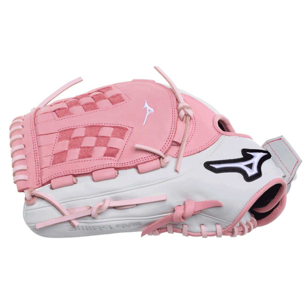 Guante Softbol Mizuno MVP Prime GMVP1250PF5LP 12.5 in Blanco Rosa ADULTO Lanzador Zurdo