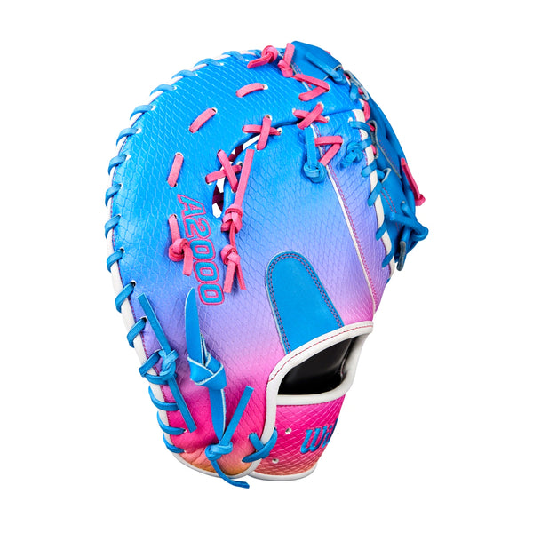 Guante Primera Base Newman Beisbol Wilson A2000 AZUL ROSA 12 in ADULTO