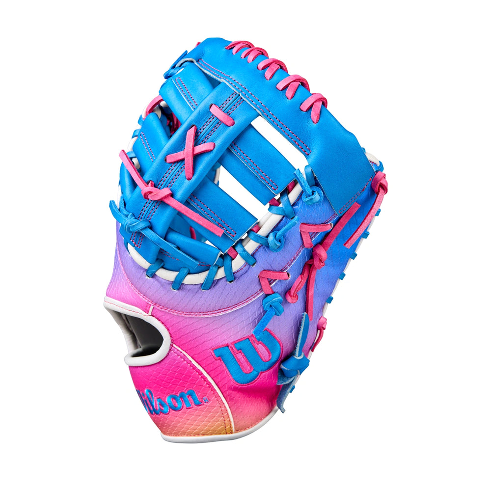 Guante Primera Base Newman Beisbol Wilson A2000 AZUL ROSA 12 in ADULTO