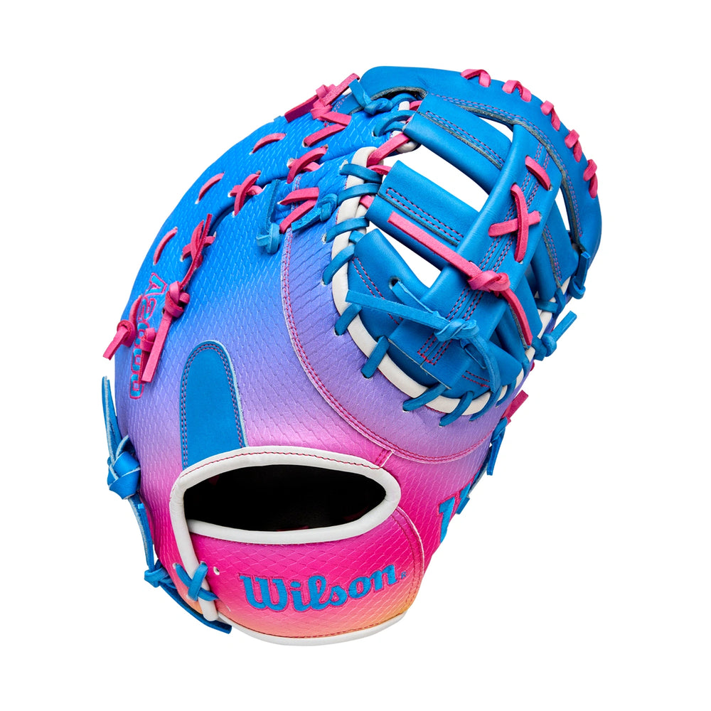 Guante Primera Base Newman Beisbol Wilson A2000 AZUL ROSA 12 in ADULTO