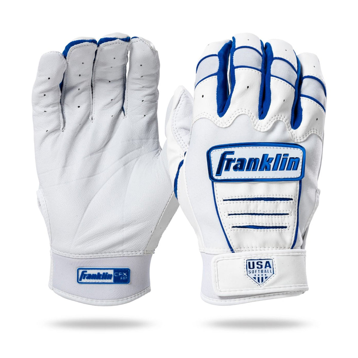 Franklin Sports CFX FP Softball Batting Gloves Pair, Women's Medium, White/Chrome