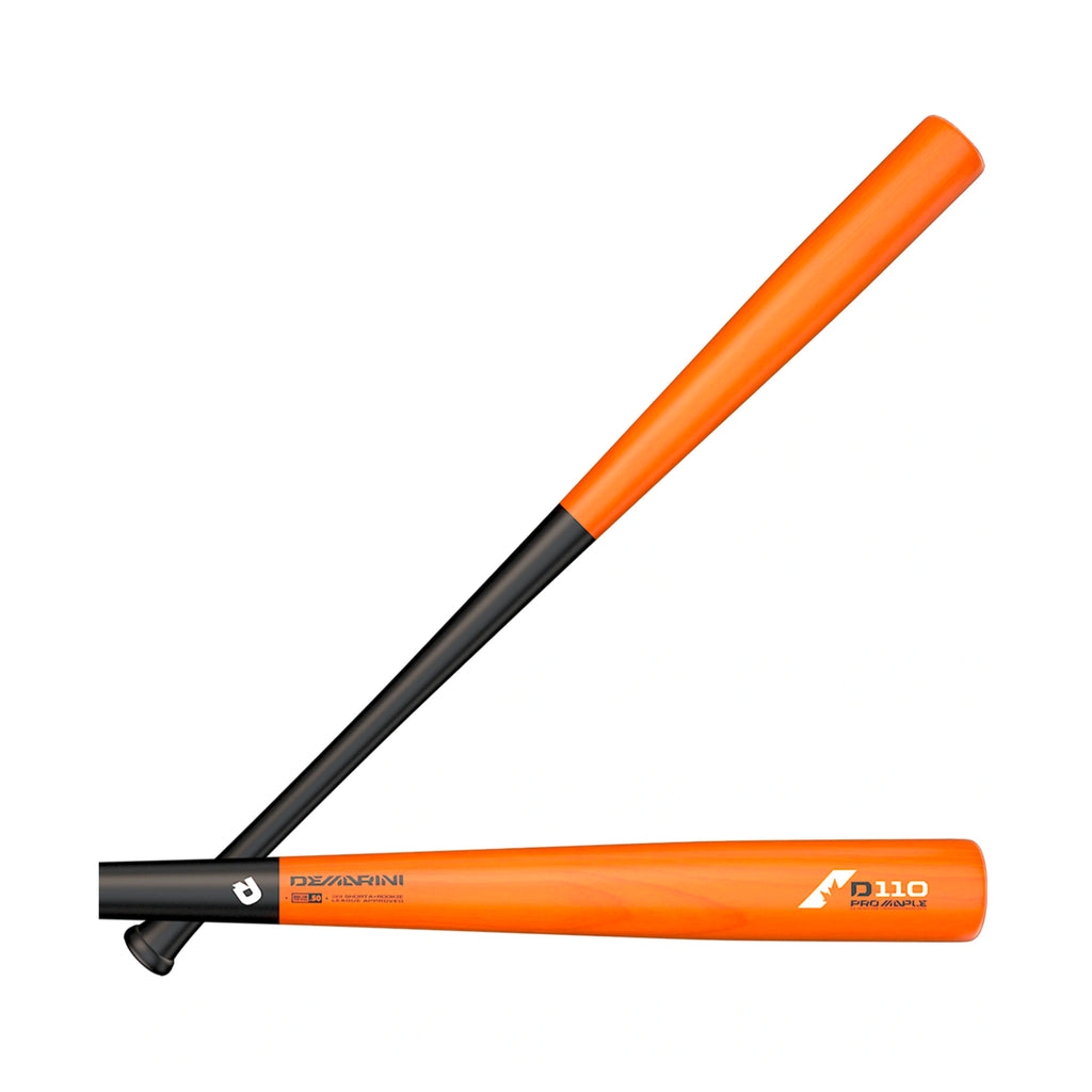 Bat Beisbol Madera Maple Compuesto Demarini D110 Negro Naranja ADULTO