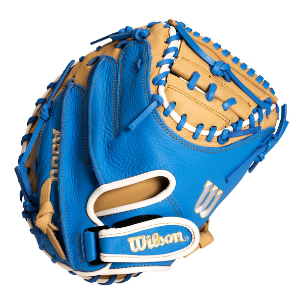 Guante de Catcher Beisbol Wilson A500 Exclusive Azul Crema 32.5 In Juvenil