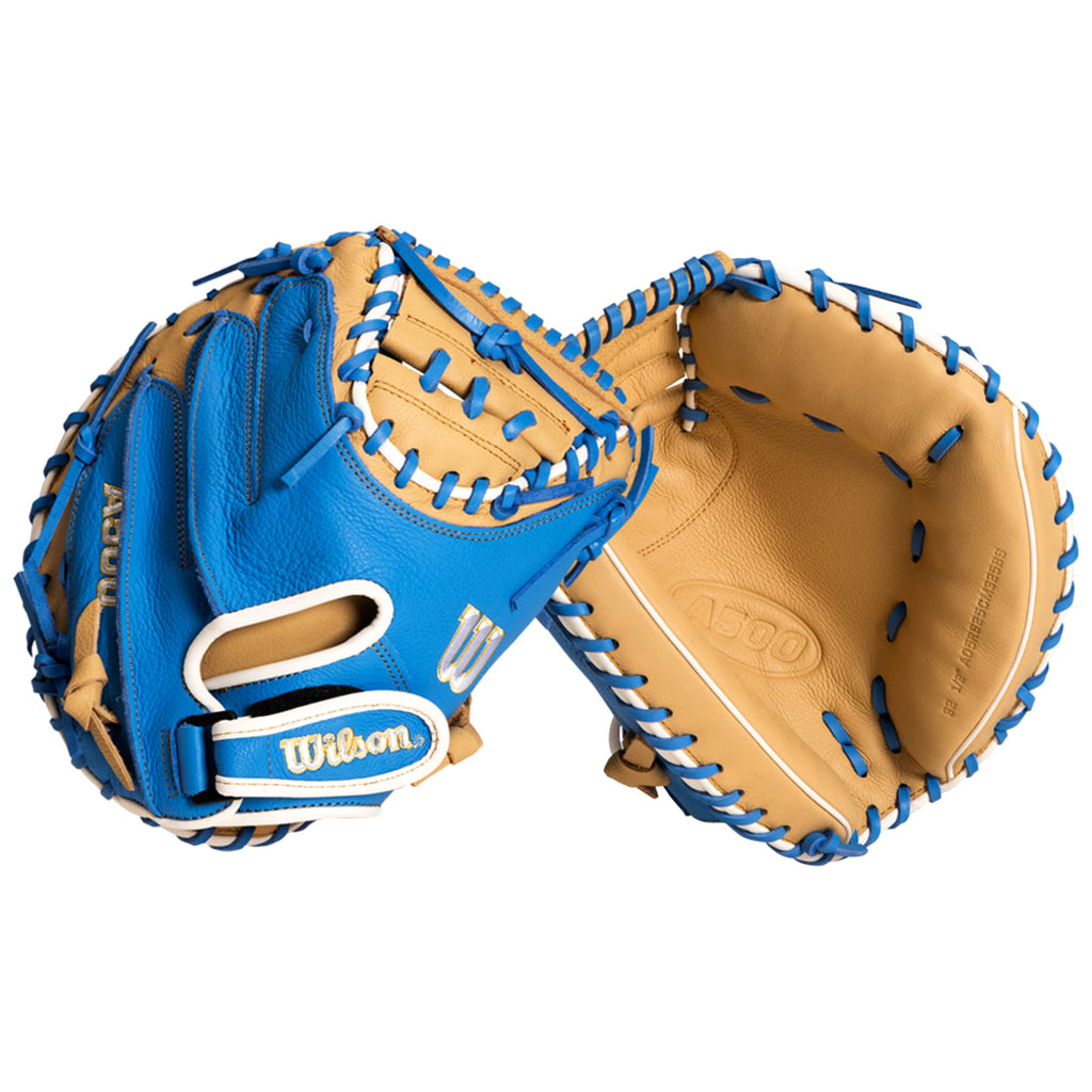 Guante de Catcher Beisbol Wilson A500 Exclusive Azul Crema 32.5 In Juvenil