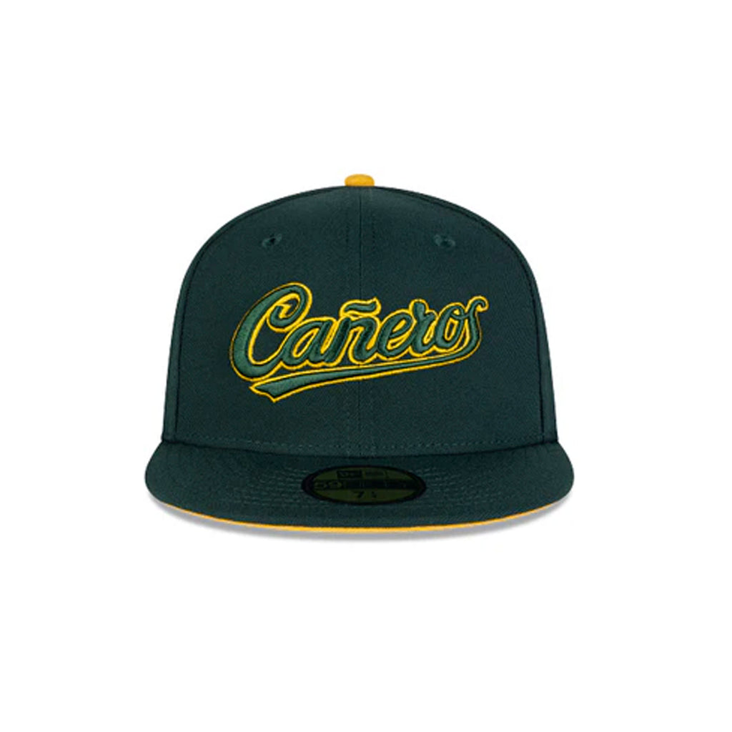 Gorra Beisbol Softbol New Era Cañeros Mochis 59Fifty Verde Amarillo LETRA