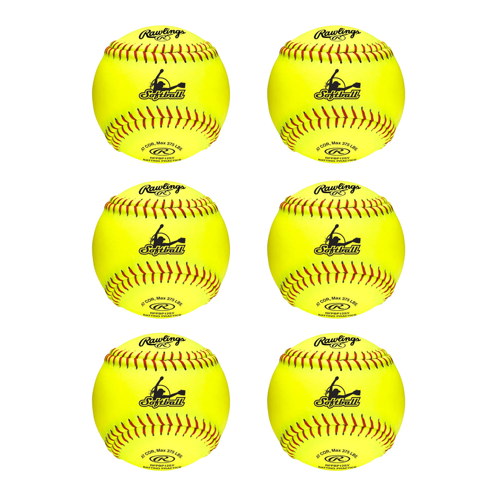 Pack 6 Pelotas Softbol Fastpitch Practice Rawlings RFPBP12SY 12 in