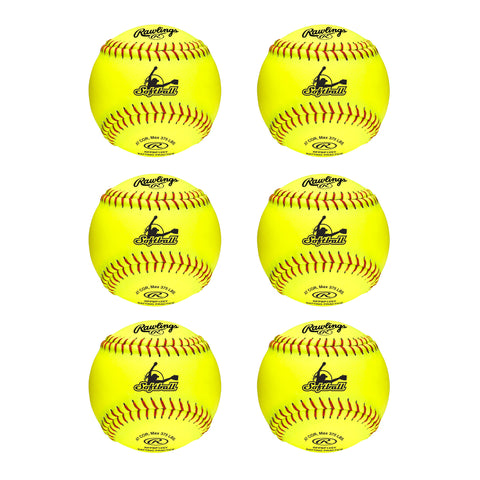Pack 6 Pelotas Softbol Fastpitch Practice Rawlings RFPBP12SY 12 in