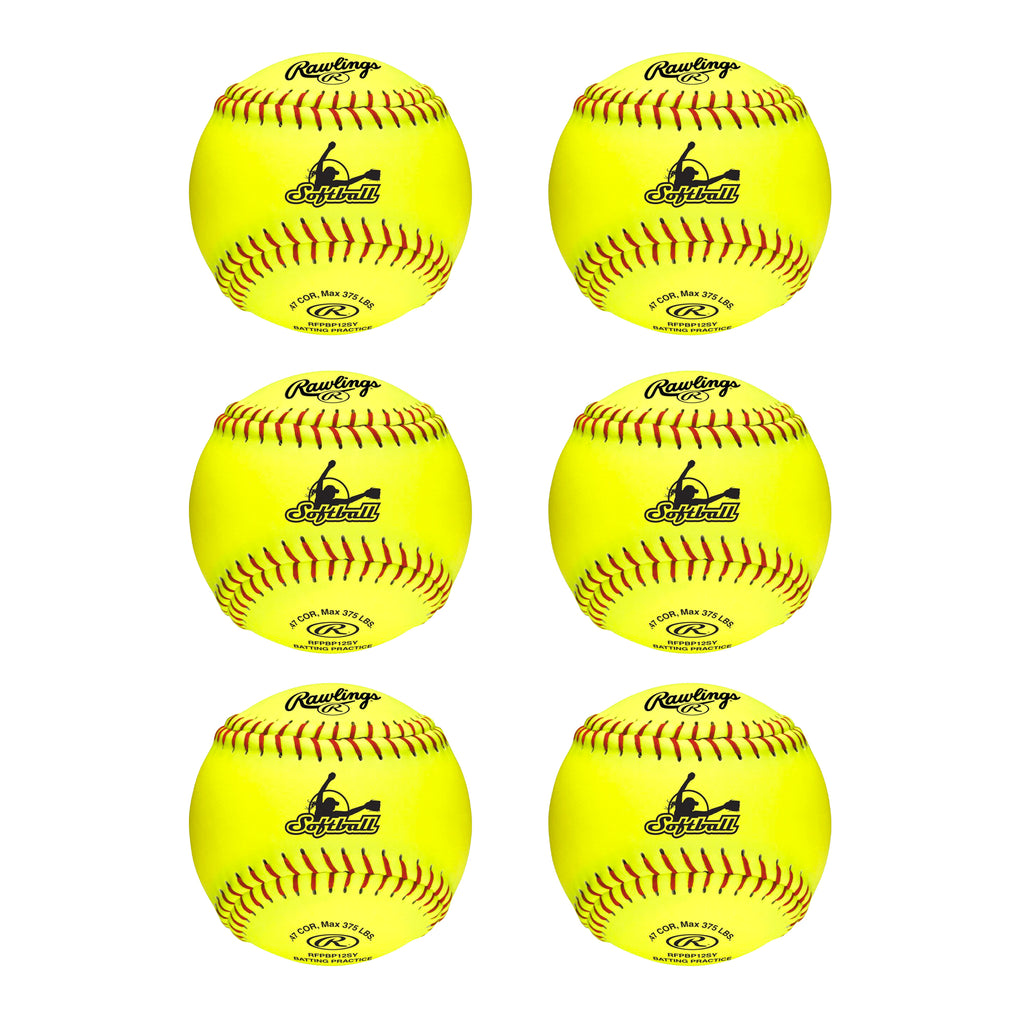 Pack 6 Pelotas Softbol Fastpitch Practice Rawlings RFPBP12SY 12 in