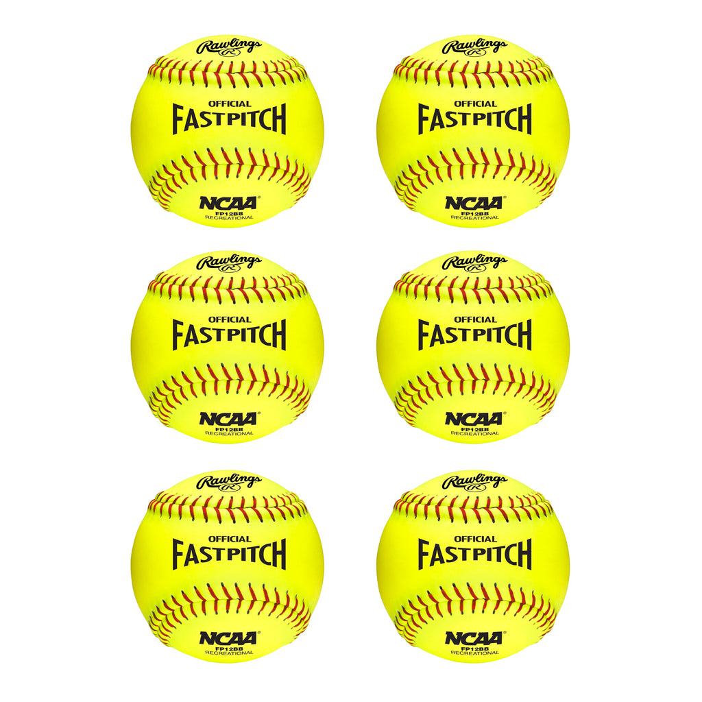 Pack 6 Pelotas Softbol Fastpitch Recreaconal Rawlings FP12BB 12 in NCAA