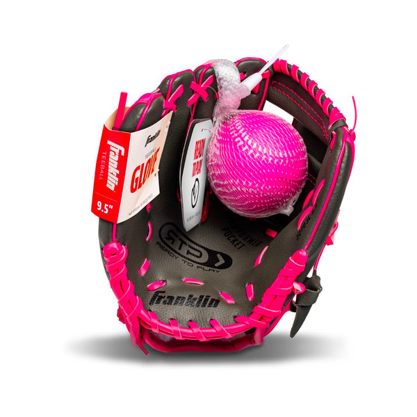 Guante Beisbol Franklin RTP Performance 22703L 9.5 in Gris Rosa Pañalitos 3 a 5 años ZURDO