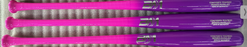 Bat Beisbol TORPEDO Reforzado Beisbolmania COMPUESTO BIRCH BAMBOO BMTOR ROSA MORADO