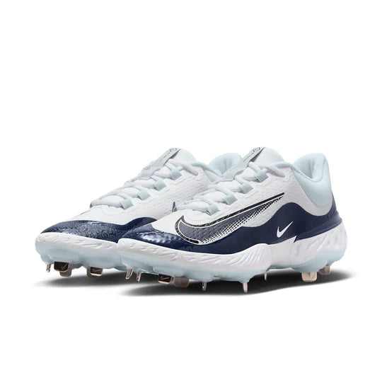 Spikes Beisbol Softbol Nike Alpha Huarache Elite 4 Low Blanco Marino
