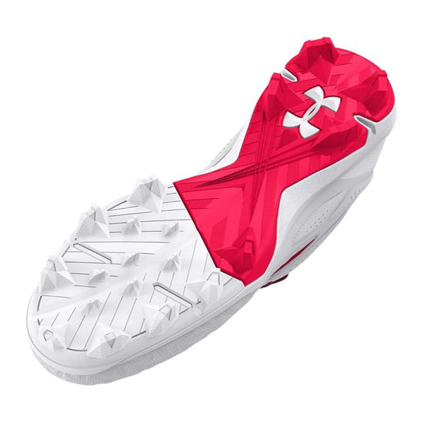 Spikes Beisbol Softbol Under Armour Leadoff 3.0 Low Blanco Rojo