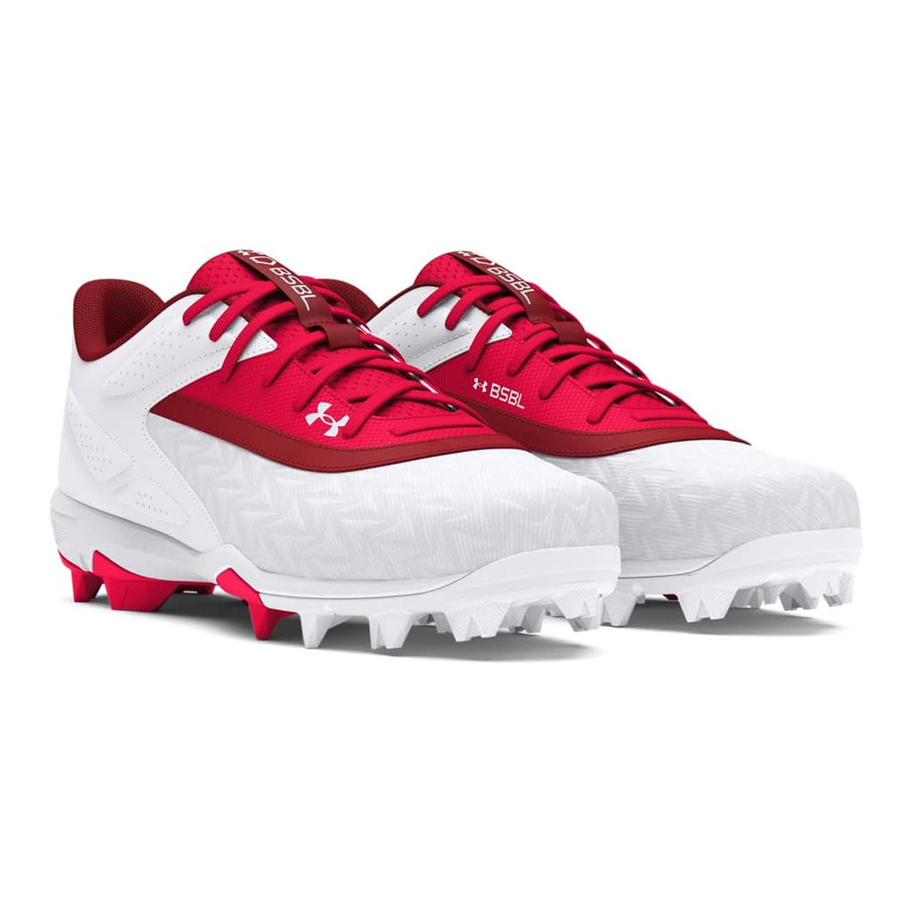 Spikes Beisbol Softbol Under Armour Leadoff 3.0 Low Blanco Rojo