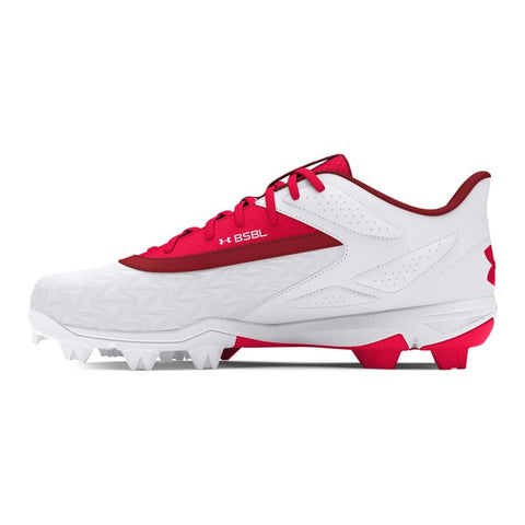Spikes Beisbol Softbol Under Armour Leadoff RM 3.0 Low Blanco Rojo INFANTIL