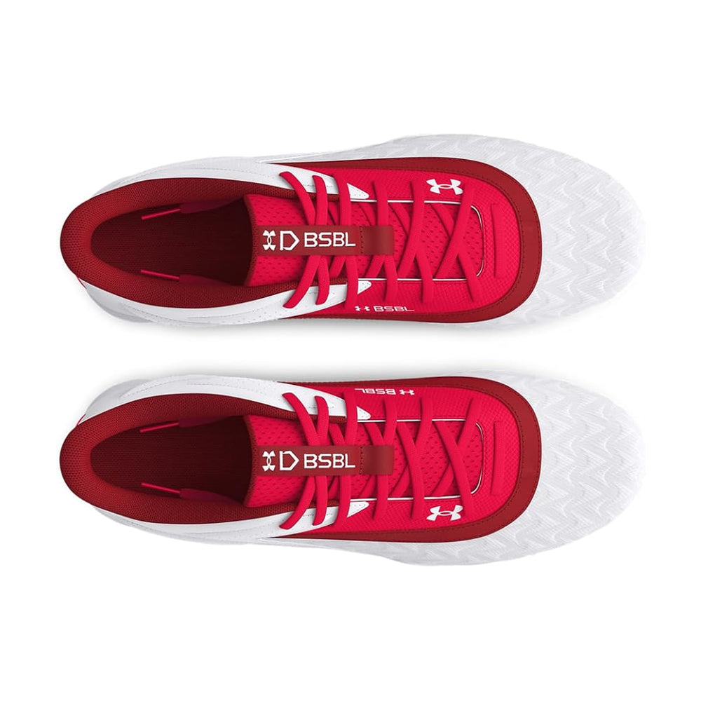 Spikes Beisbol Softbol Under Armour Leadoff RM 3.0 Low Blanco Rojo INFANTIL