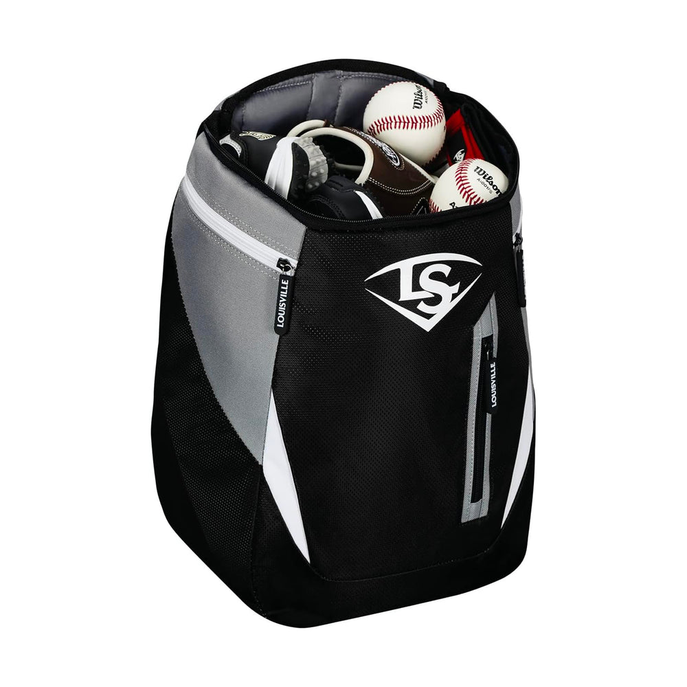 Back Pack Beisbol Softbol Louisville Slugger Genuine Negro Gris JUVENIL
