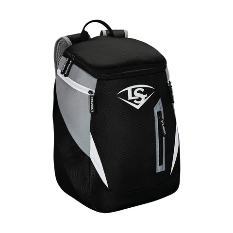 Back Pack Beisbol Softbol Louisville Slugger Genuine Negro Gris JUVENIL