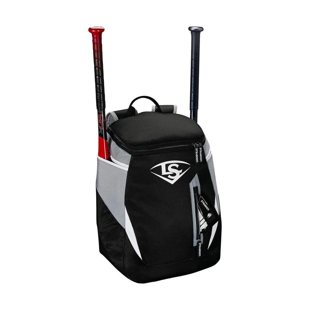 Back Pack Beisbol Softbol Louisville Slugger Genuine Negro Gris JUVENIL