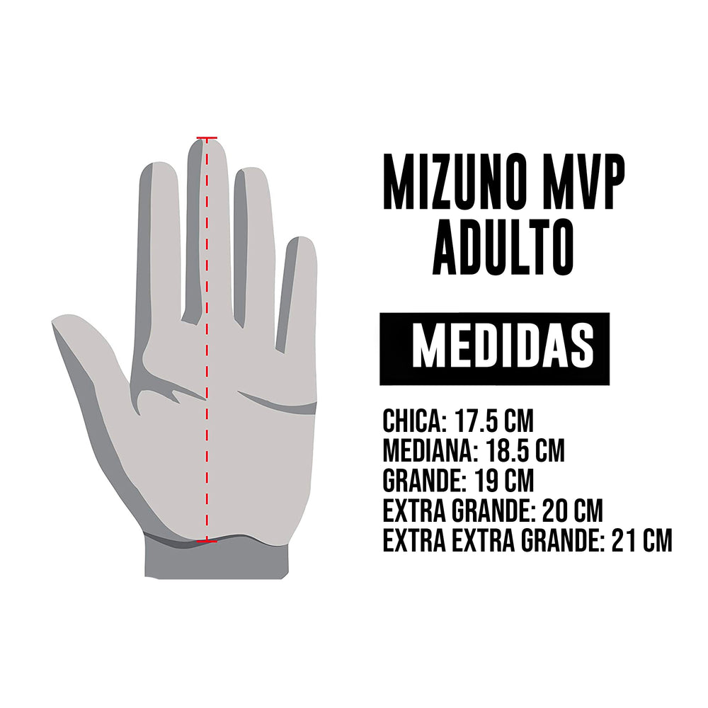 Guanteletas Beisbol Mizuno MVP Rojo Blanco ADULTO
