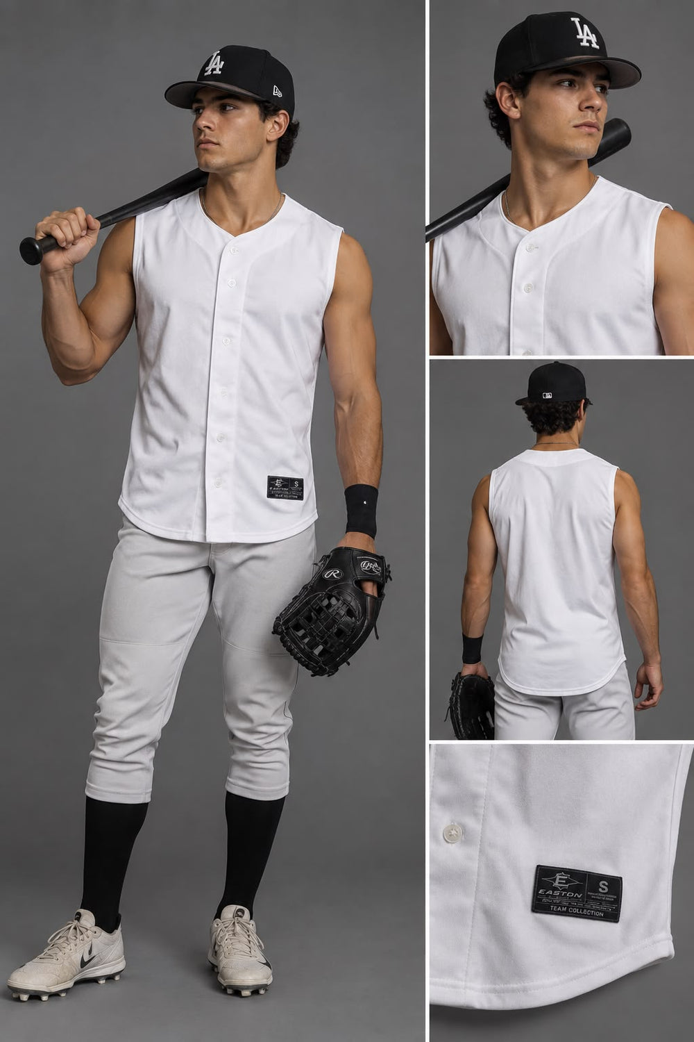 Camisola Beisbol Softbol Easton Pro Sin Mangas Blanca ADULTO