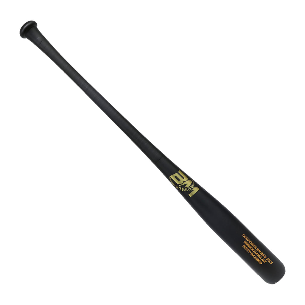 Bat Beisbol Beisbolmania Reforzado Con Fibra de Vidrio Compuesto Birch Bamboo BM243 Negro Mate ADULTO