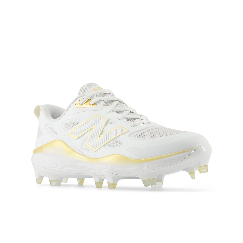 Spikes Beisbol Softbol New Balance Fresh Foam Velov4 Blanco Dorado Dama