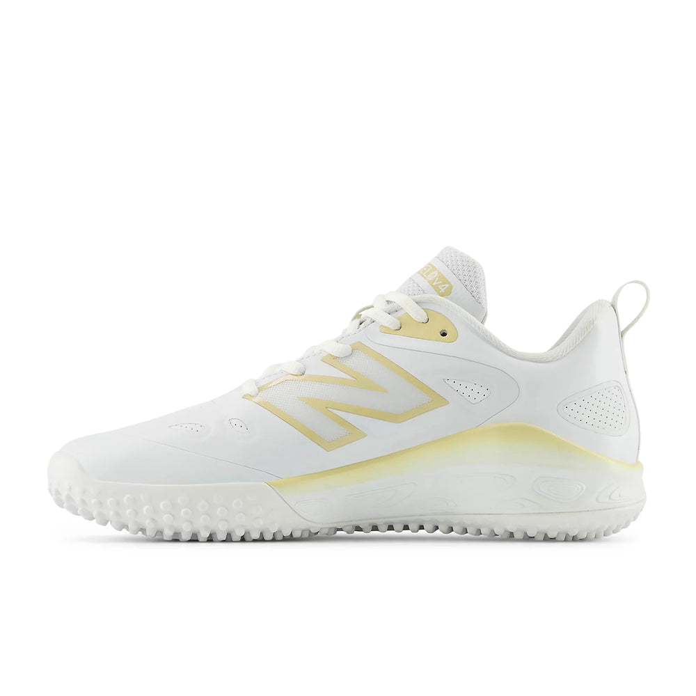 Tenis de Entrenamiento Beisbol Softbol New Balance Fresh Foam Velov4 Blanco Dorado Dama