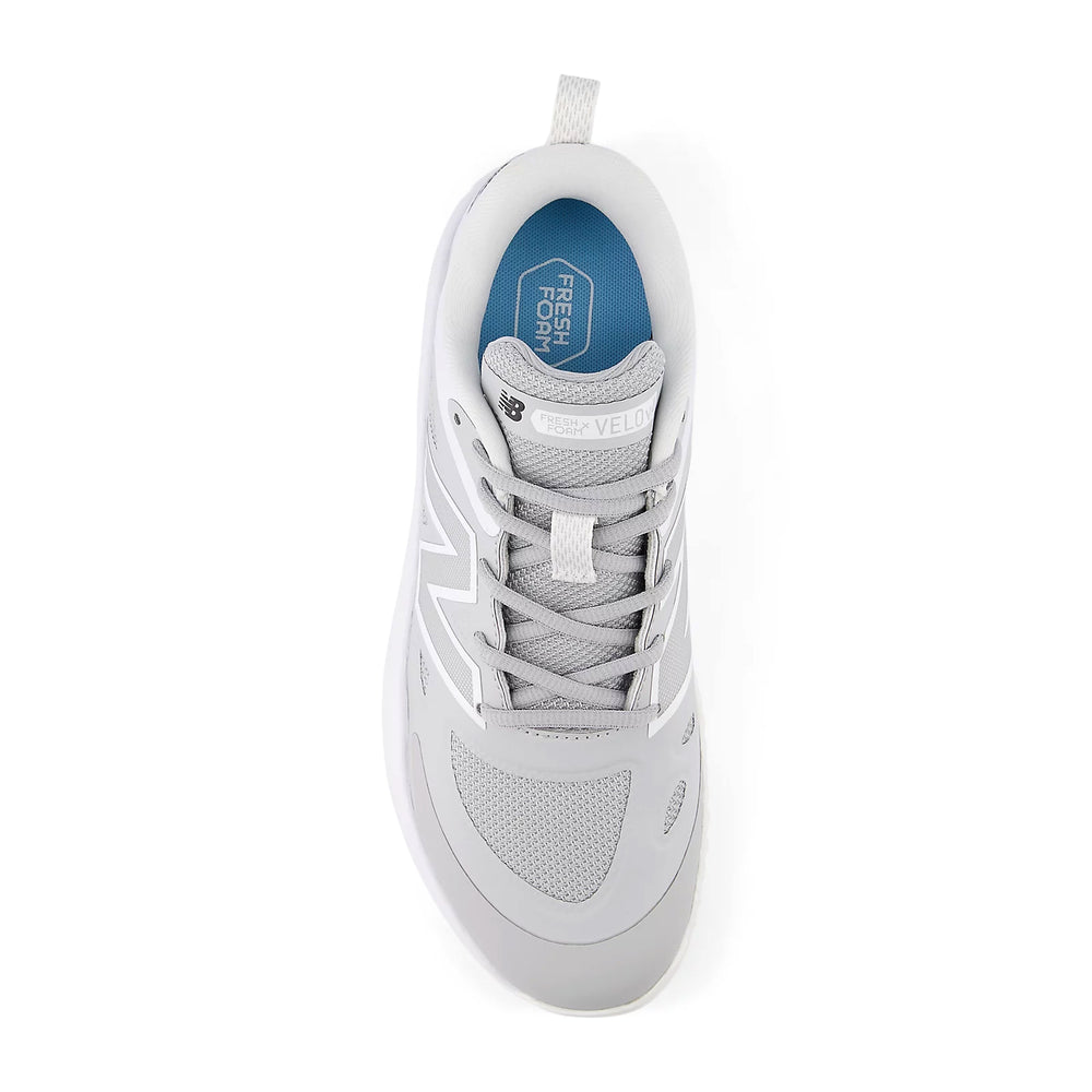 Tenis de Entrenamiento Beisbol Softbol New Balance Fresh Foam Velov4 Gris Blanco Dama