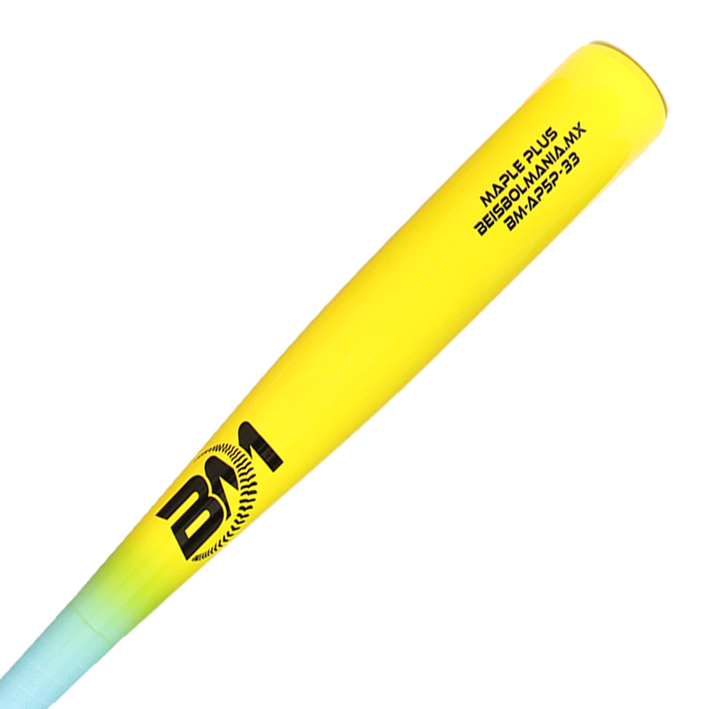 Bat Beisbol Reforzado Con Fibra de Vidrio Beisbolmania Maple Plus BMAP5 Amarillo Celeste